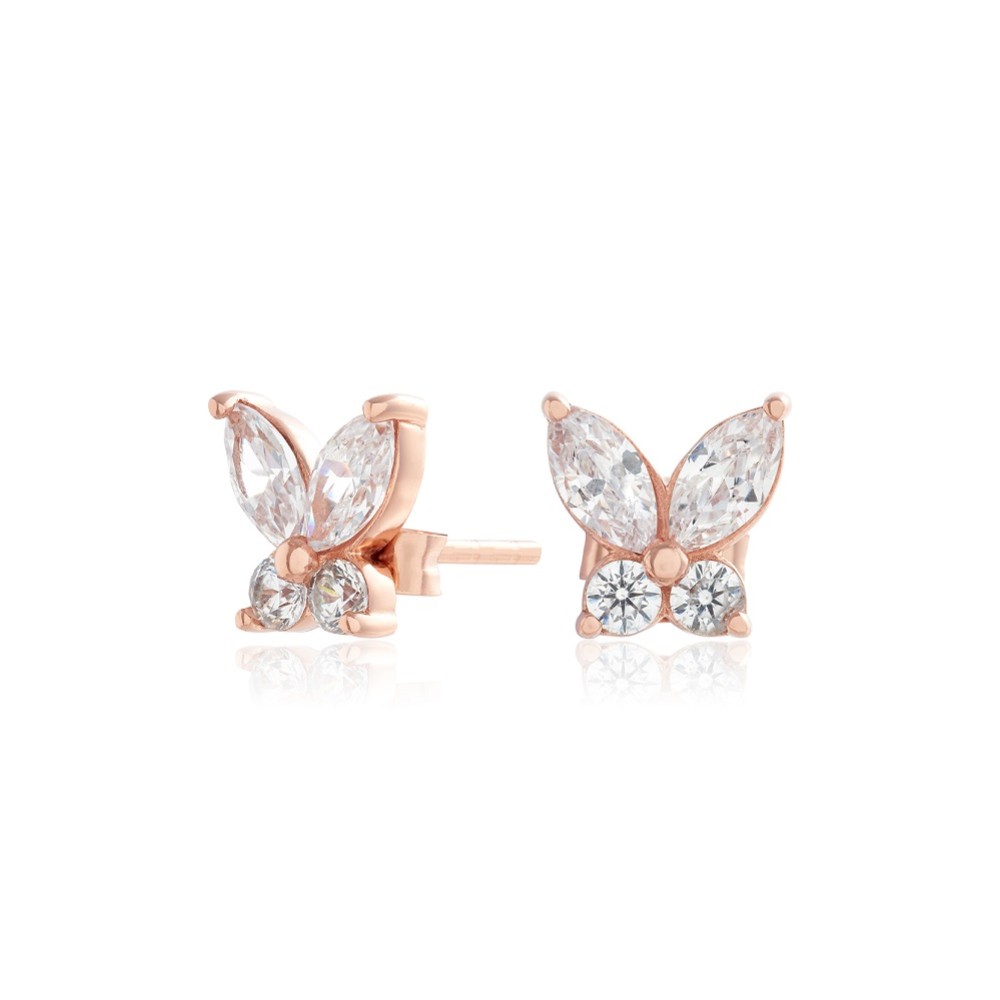 Photograph: Olivia Burton Rose Gold Sparkly Butterfly Stud Earrings