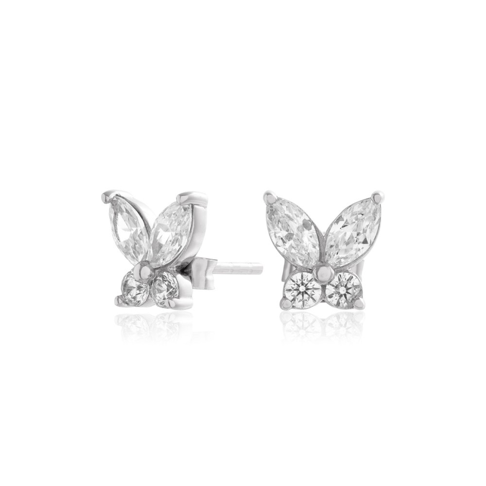 Photograph: Olivia Burton Silver Sparkly Butterfly Stud Earrings