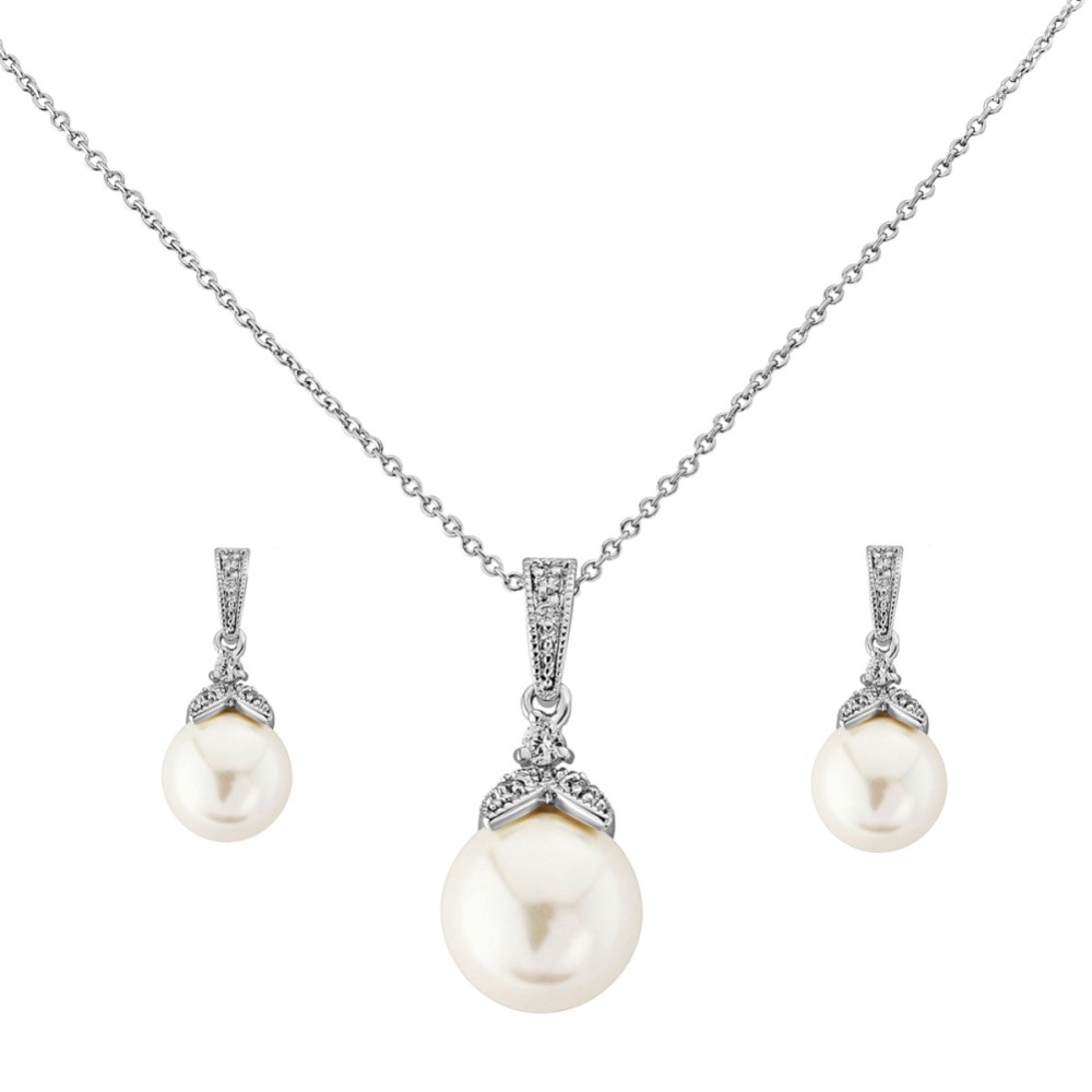 Photograph of Opulence Pearl Wedding Jewellery Set (Silver)