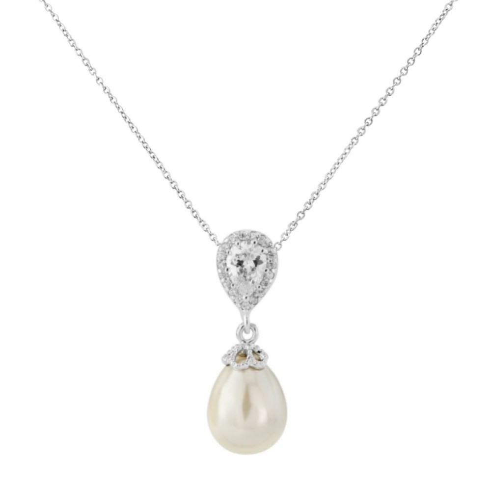 Photograph of Paloma Teardrop Pearl Pendant Necklace