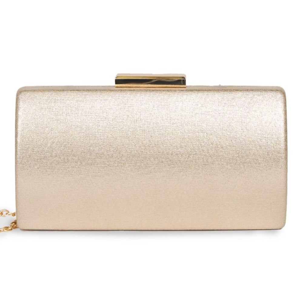 Photograph of Paradox London Dionne Champagne Shimmer Box Clutch Bag