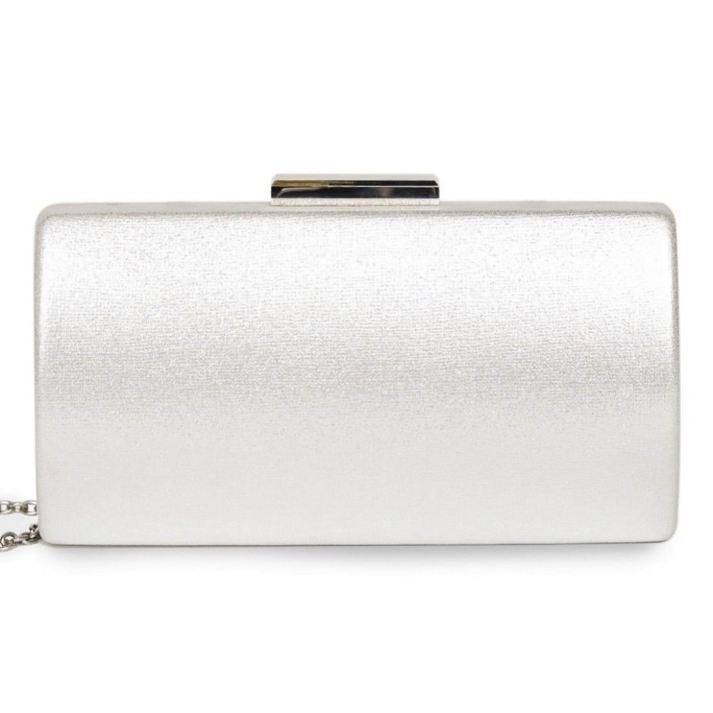 Photograph: Paradox London Dionne Silver Shimmer Box Clutch Bag