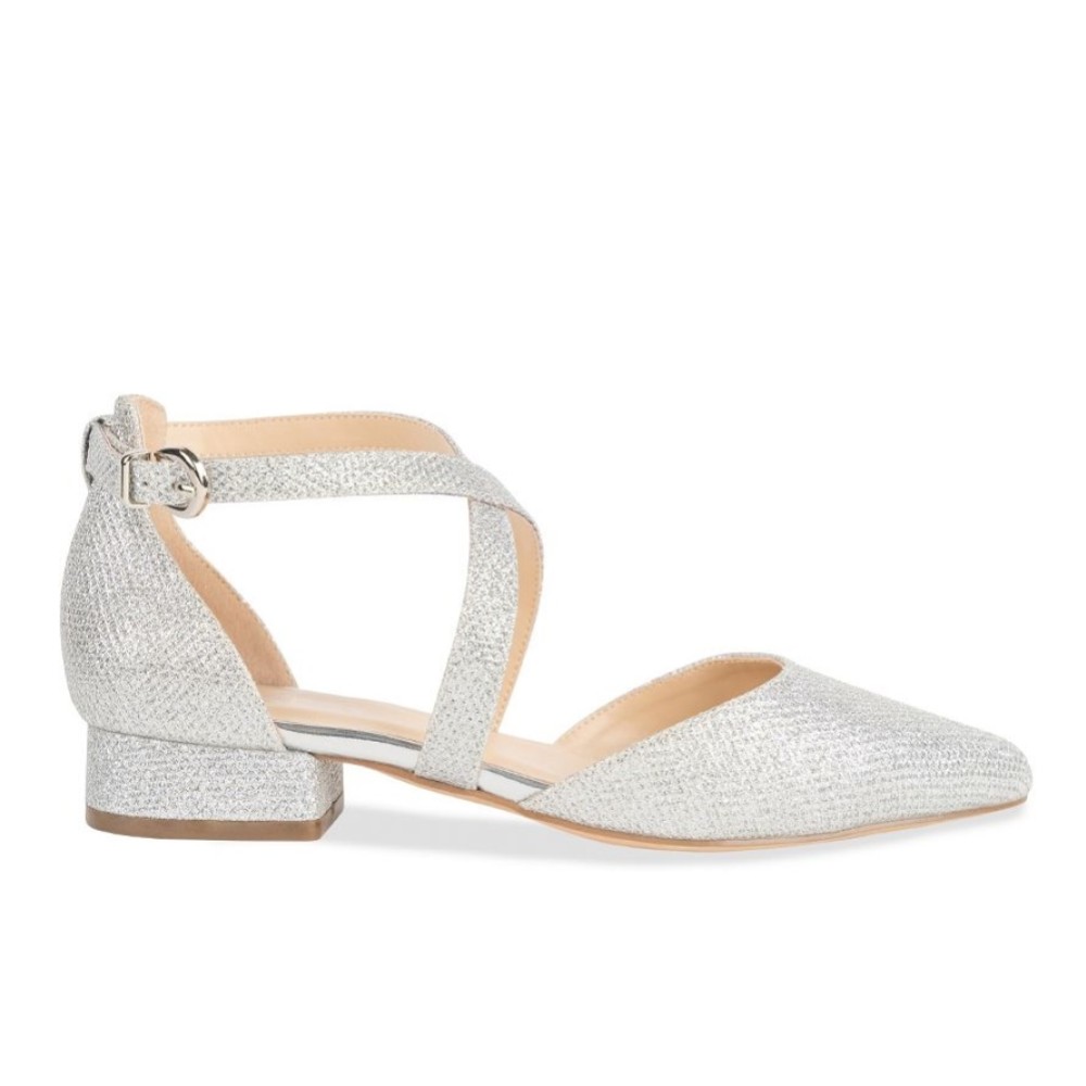 Silver glitter sale low block heels