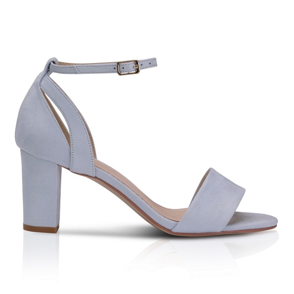 Photograph of Perfect Bridal Andrea Blue Suede Block Heel Ankle Strap Sandals