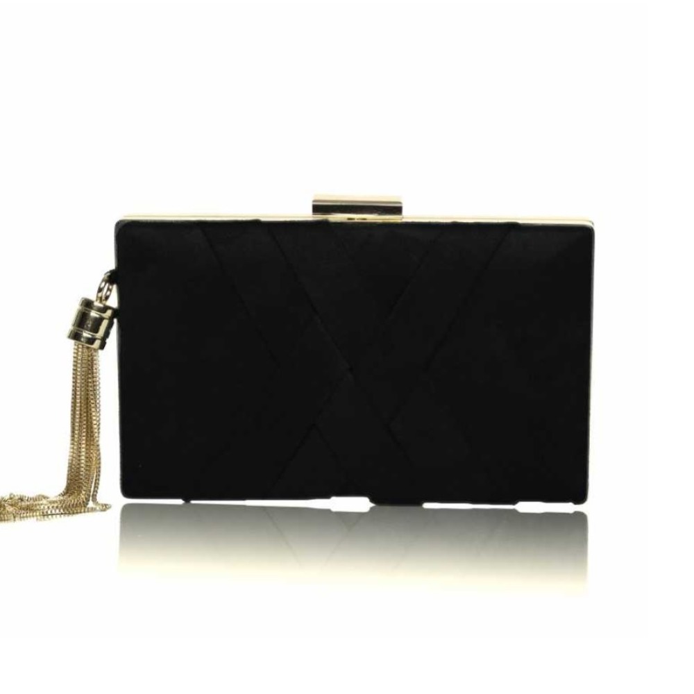 Photograph of Perfect Bridal Anise Black Suede Clutch Bag