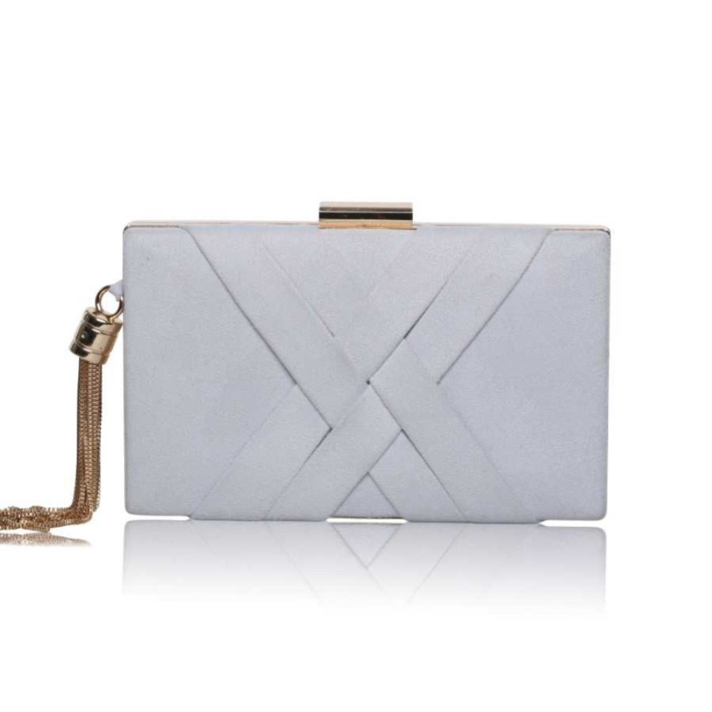 Light grey suede clutch bag sale