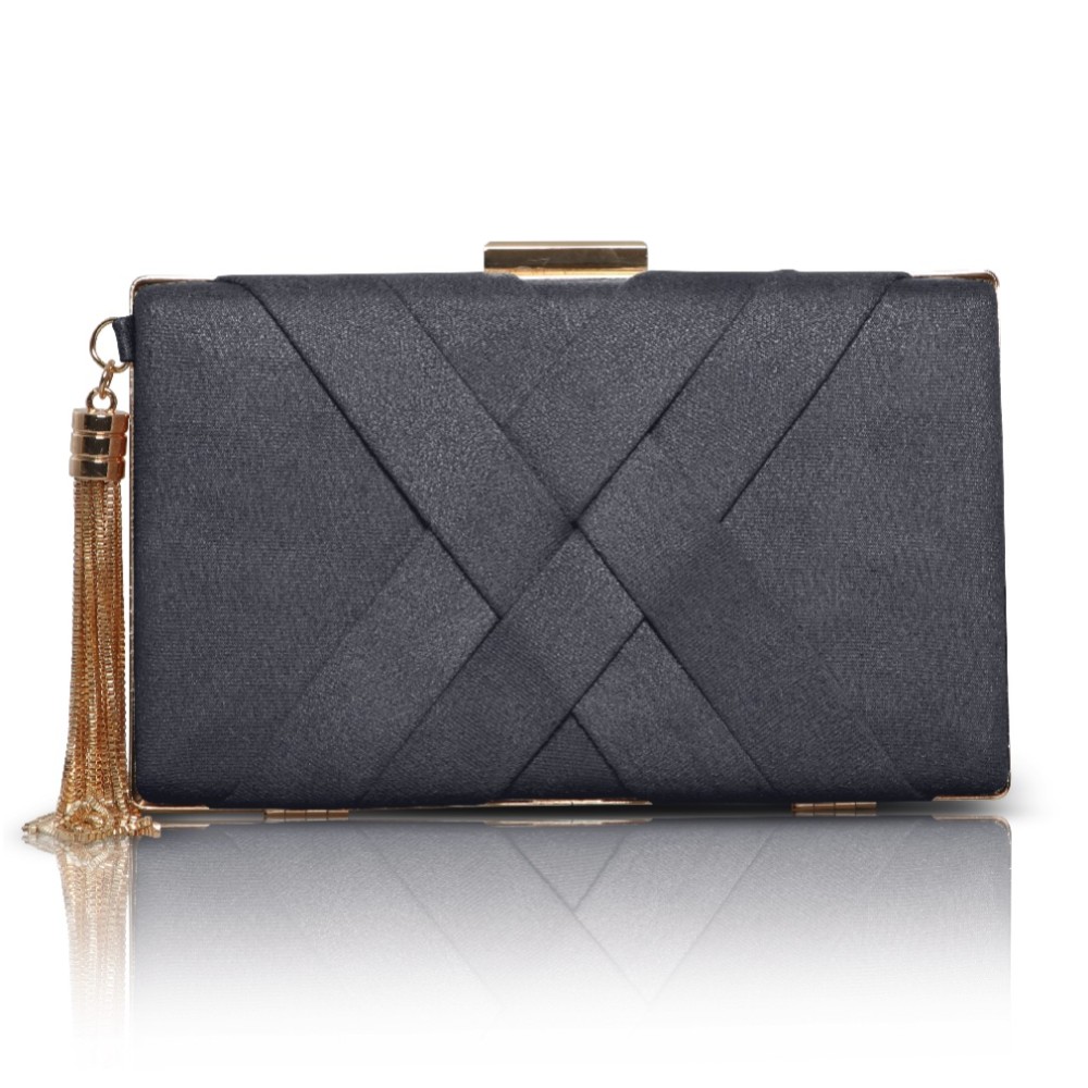 Photograph of Perfect Bridal Anise Slate Grey Suede Clutch Bag