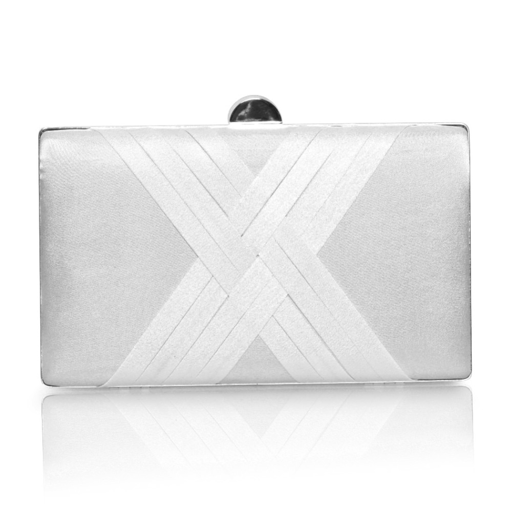 Photograph of Perfect Bridal Bay Dyeable Ivory Criss Cross Satin Clutch Bag
