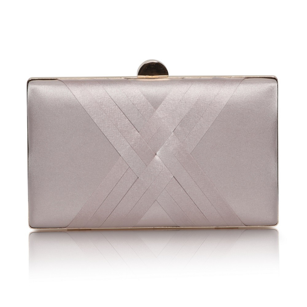 Photograph of Perfect Bridal Bay Taupe Criss Cross Satin Clutch Bag