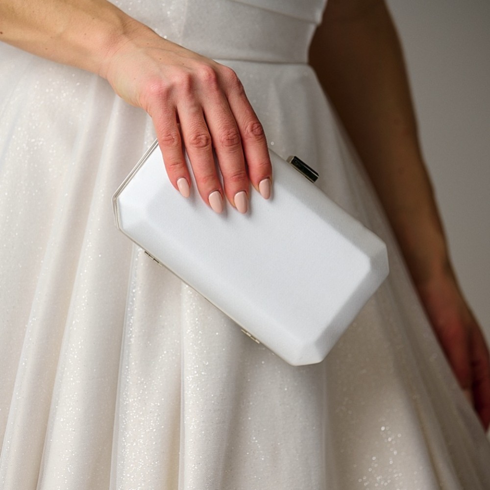 Photograph of Perfect Bridal Ebony Ivory Satin Box Clutch Bag