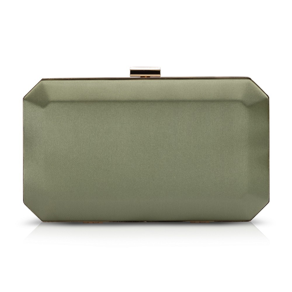 Photograph: Perfect Bridal Ebony Olive Green Satin Box Clutch Bag