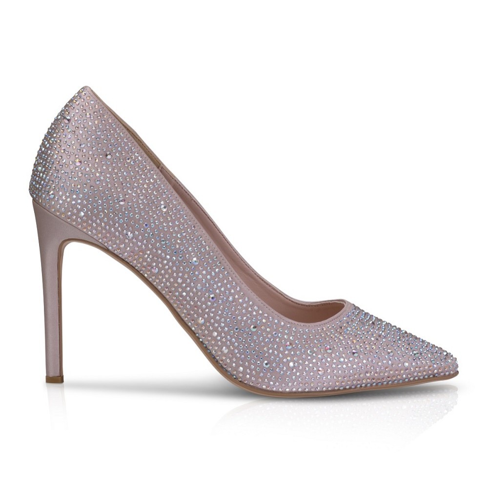 Photograph of Perfect Bridal Electra Taupe Crystal Embellished High Heel Court Shoes