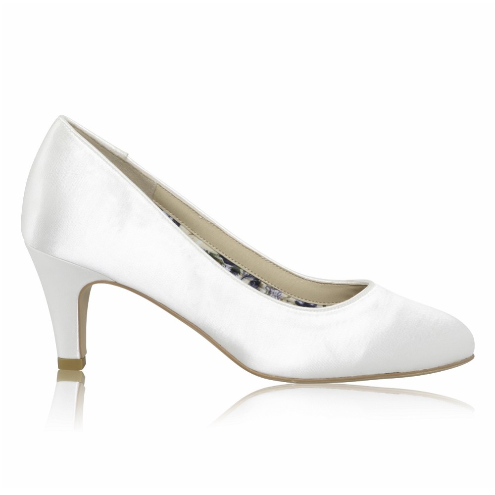 Photograph of Perfect Bridal Erica Dyeable Ivory Satin Mid Heel Court Shoes