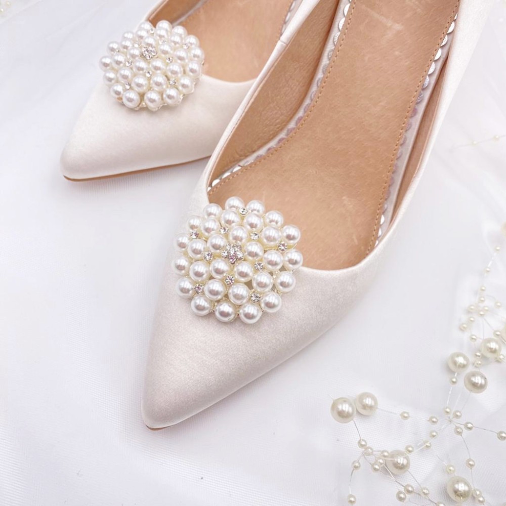 Photograph of Perfect Bridal Guava Pearl Embellished Brooch Shoe Clips