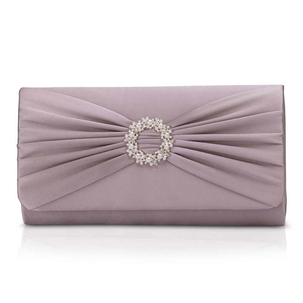 Photograph: Perfect Bridal Harlow Taupe Satin Pearl Brooch Clutch Bag