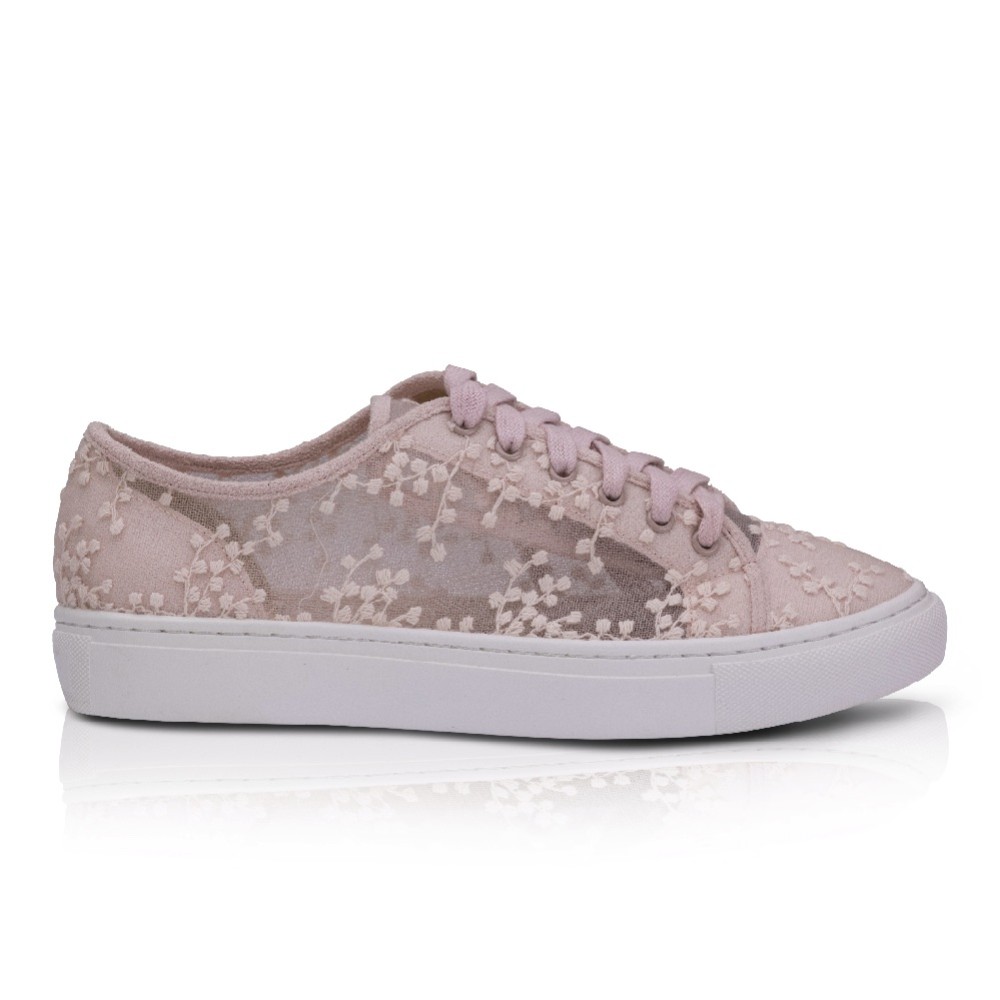 Photograph: Perfect Bridal Oakley Blush Embroidered Lace Wedding Trainers