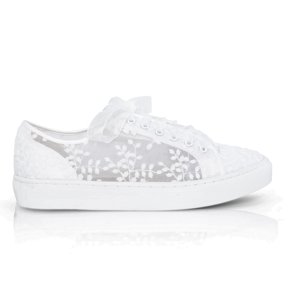 Photograph of Perfect Bridal Oakley Ivory Embroidered Lace Wedding Trainers