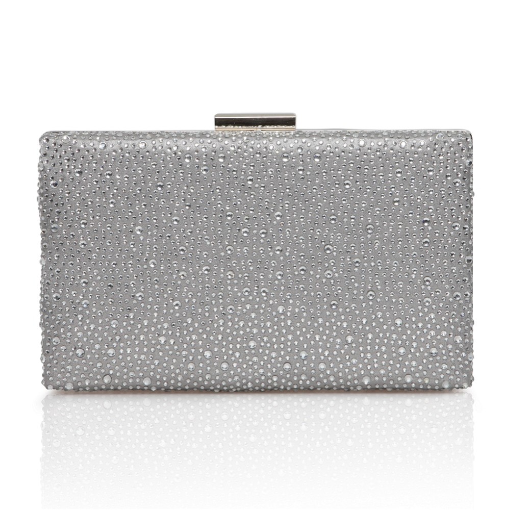 Photograph of Perfect Bridal Sorrel Silver Sparkly Diamante Box Clutch Bag