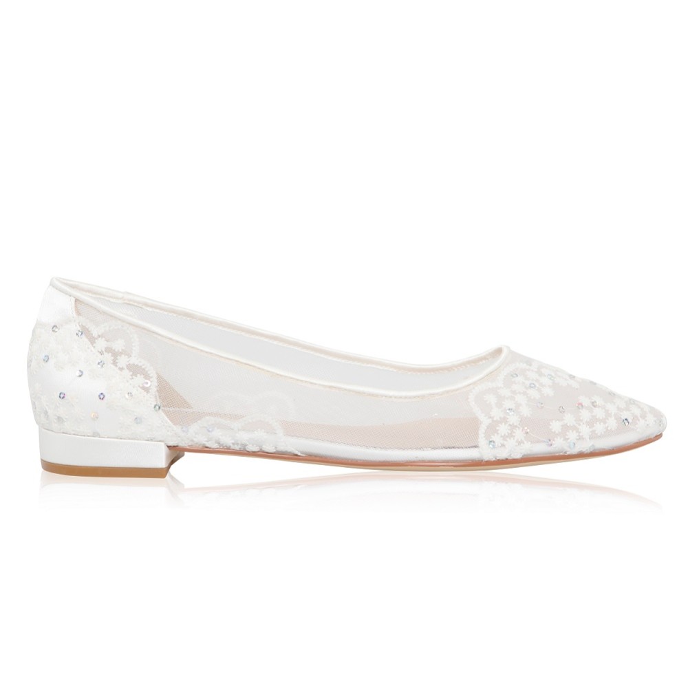 Perfect Bridal Tess Ivory Mesh and Sequin Lace Bridal Pumps