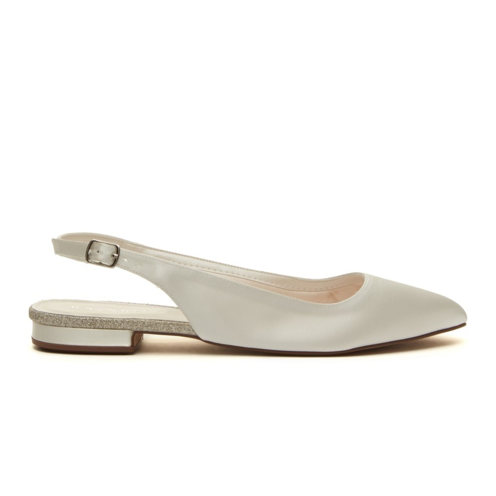 Photograph of Rainbow Club Alise Dyeable Ivory Satin Slingback Pointed Pumps