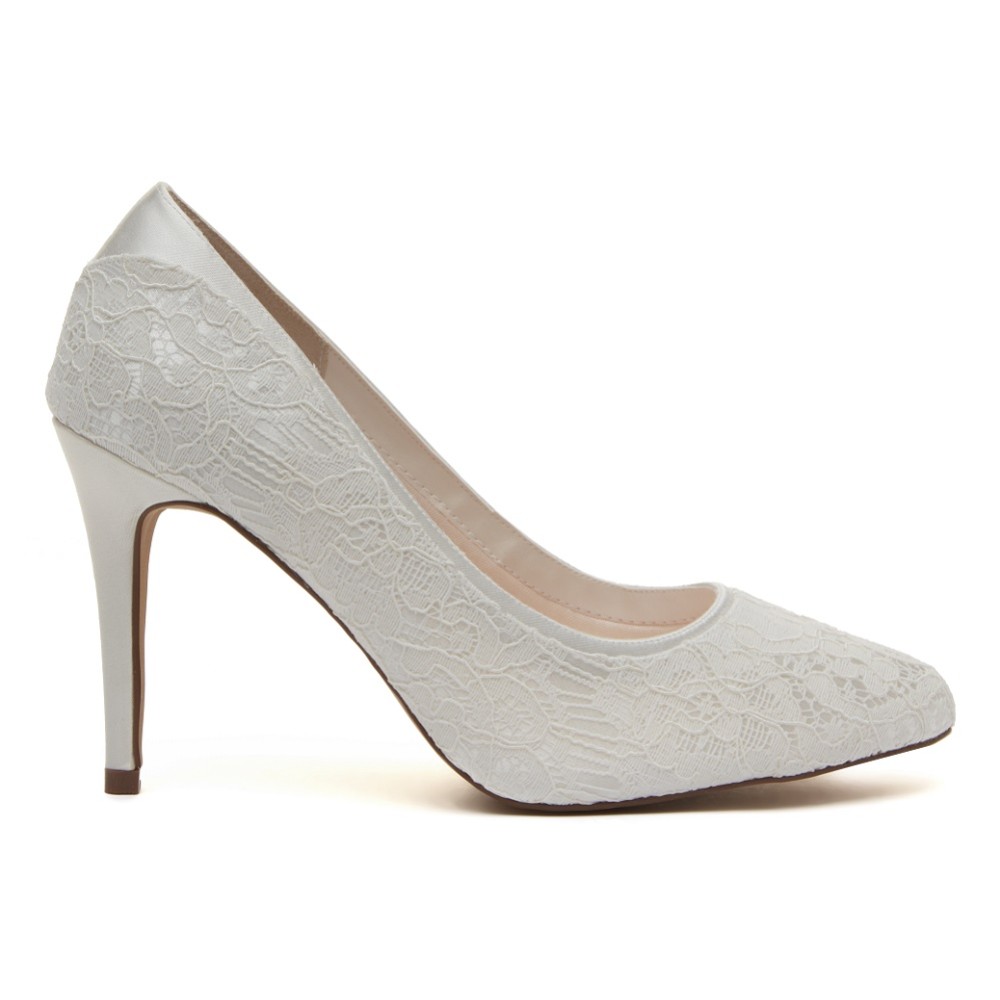 Photograph of Rainbow Club Billie Dyeable Ivory Lace Court Shoes