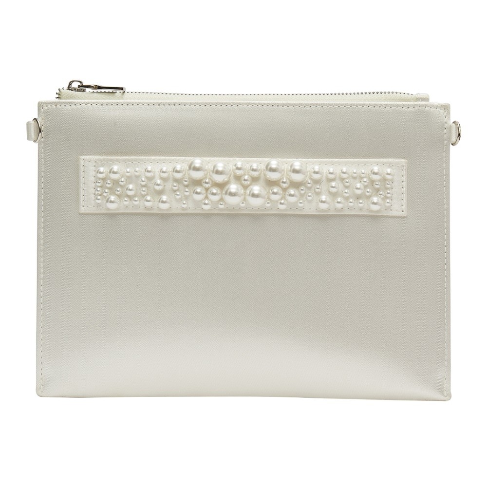 Photograph of Rainbow Club CeCe Ivory Satin and Pearl Clutch Bag