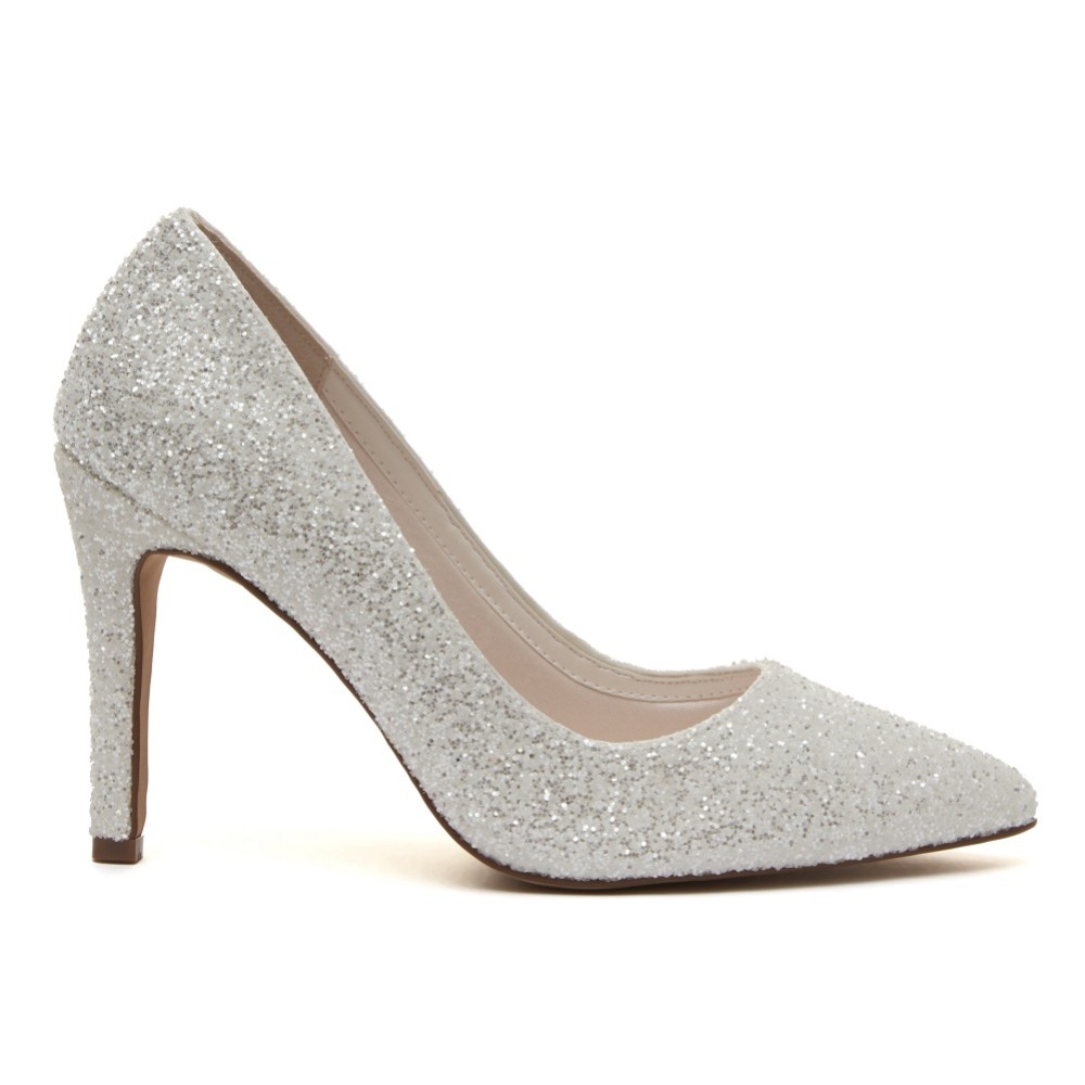 Photograph of Rainbow Club Coco Ivory Snow Glitter Pointed Court Shoes