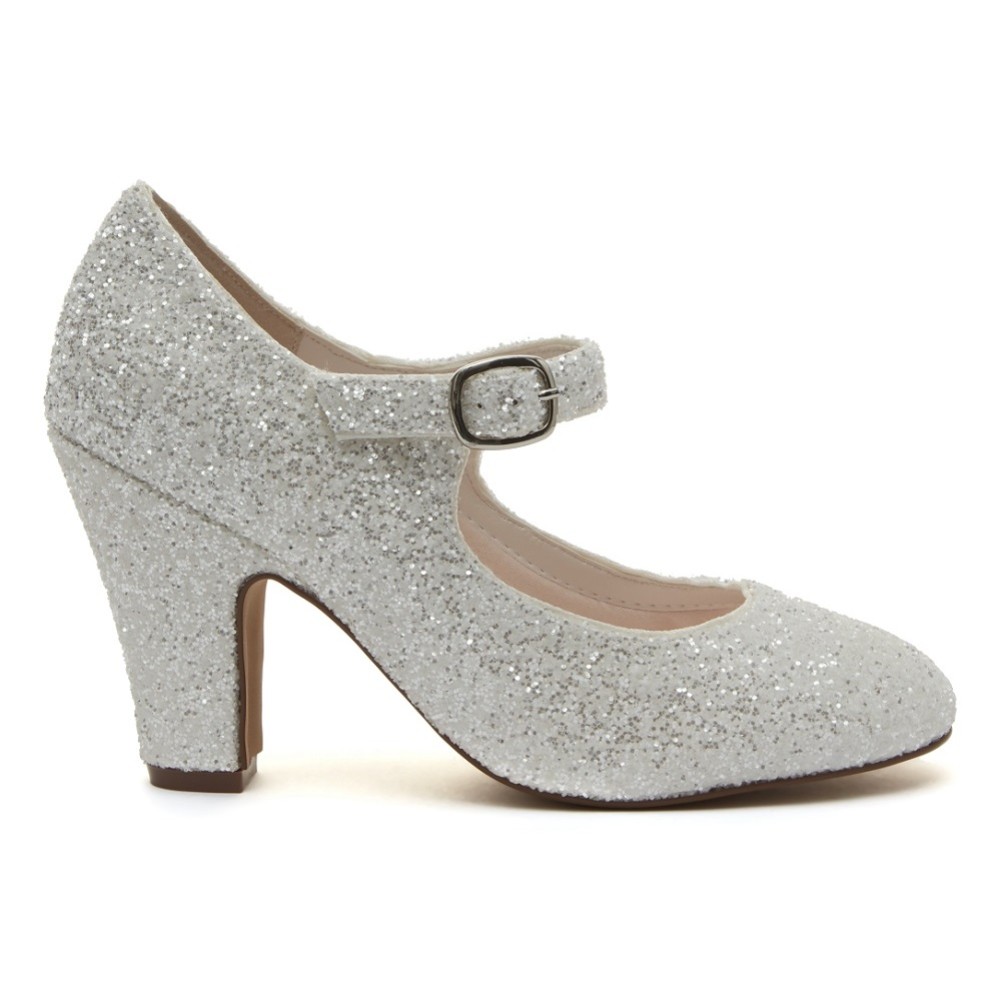 Photograph of Rainbow Club Madeline Ivory Snow Glitter Mary Jane Shoes