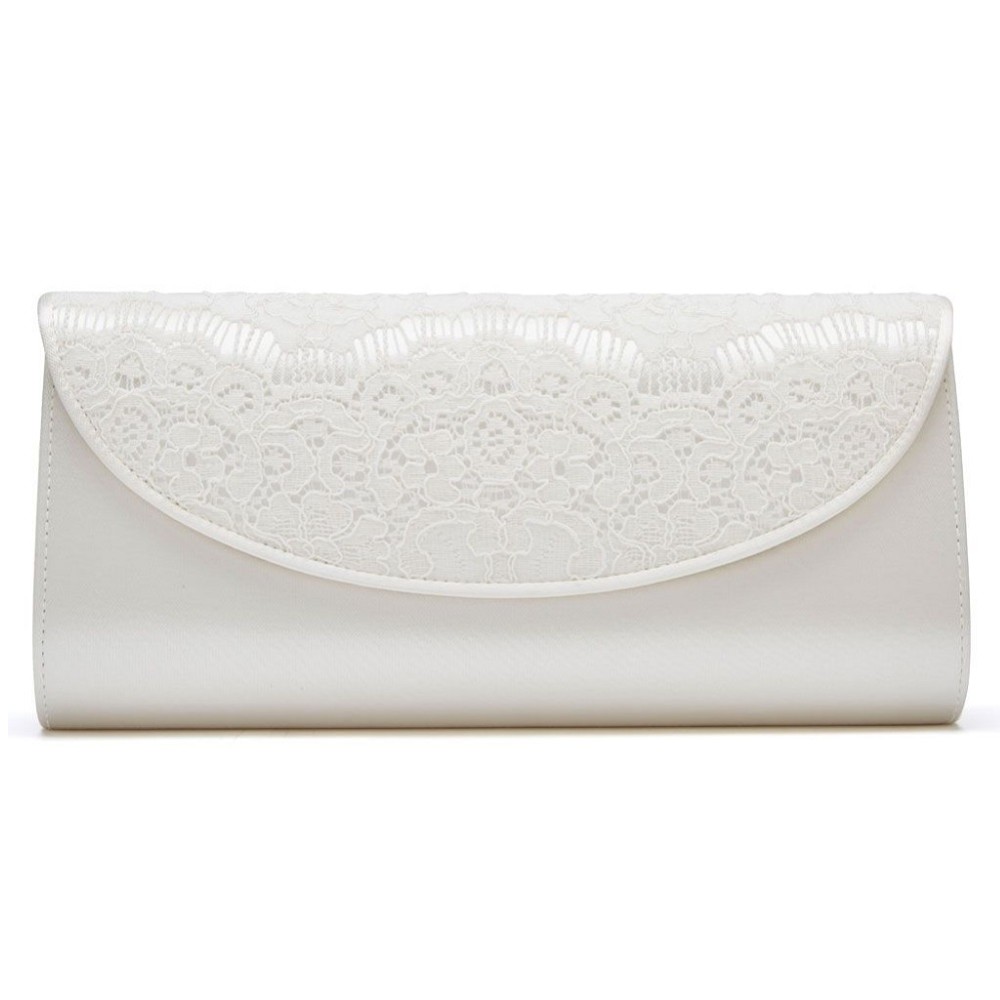 Photograph: Rainbow Club Melody Dyeable Ivory Satin and Lace Wedding Clutch Bag