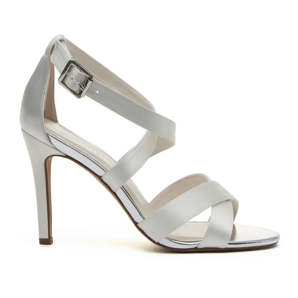 Photograph of Rainbow Club Reese Dyeable Ivory Satin Strappy Sandals