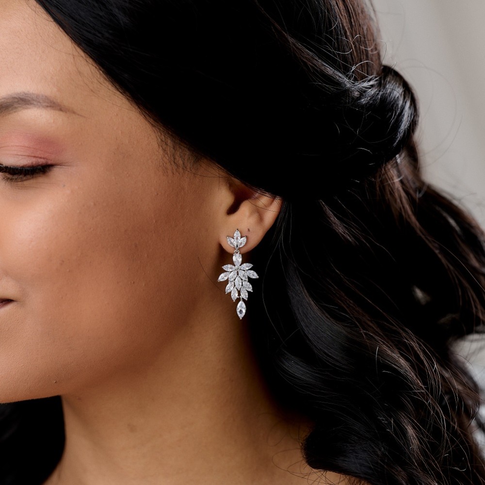 Photograph: Savoy Sparkling Crystal Leaf Drop Earrings