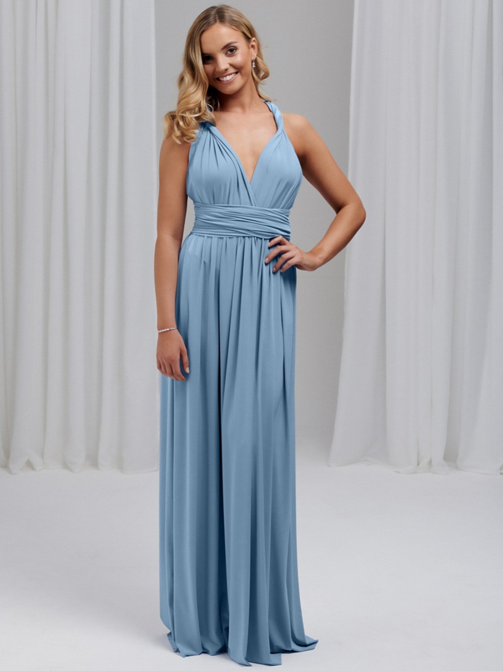 Photograph of Emily Rose Dusty Blue Multiway Bridesmaid Dress (One Size)