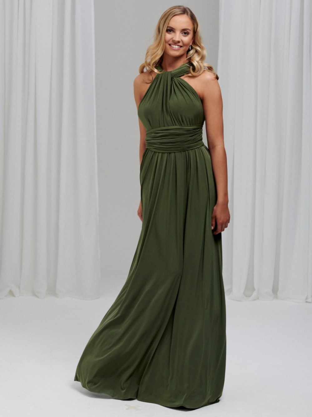 Photograph of Emily Rose Olive Green Multiway Bridesmaid Dress (One Size)