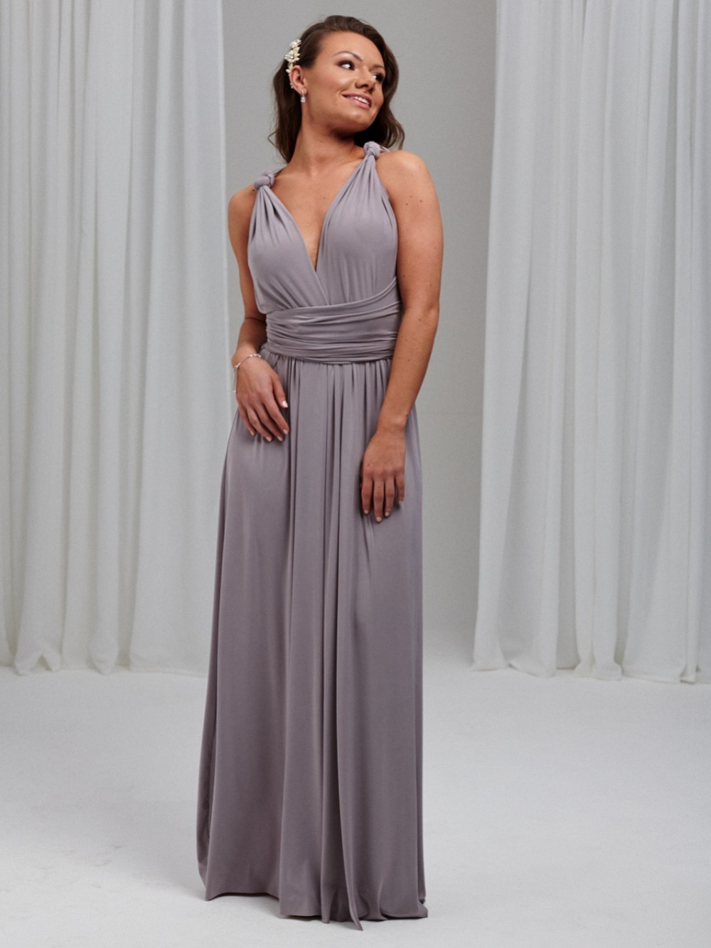 Photograph of Emily Rose Silver Grey Multiway Bridesmaid Dress (One Size)