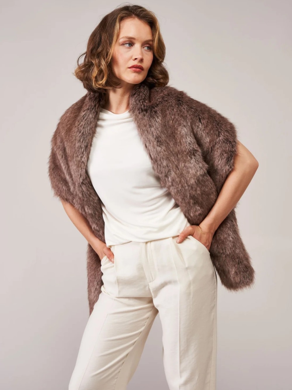 Photograph: Helen Moore Truffle Long Faux Fur Stole