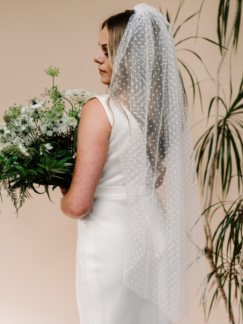 Photograph of Linzi Jay Polka Dot Tulle Single Tier Bridal Veil LA603