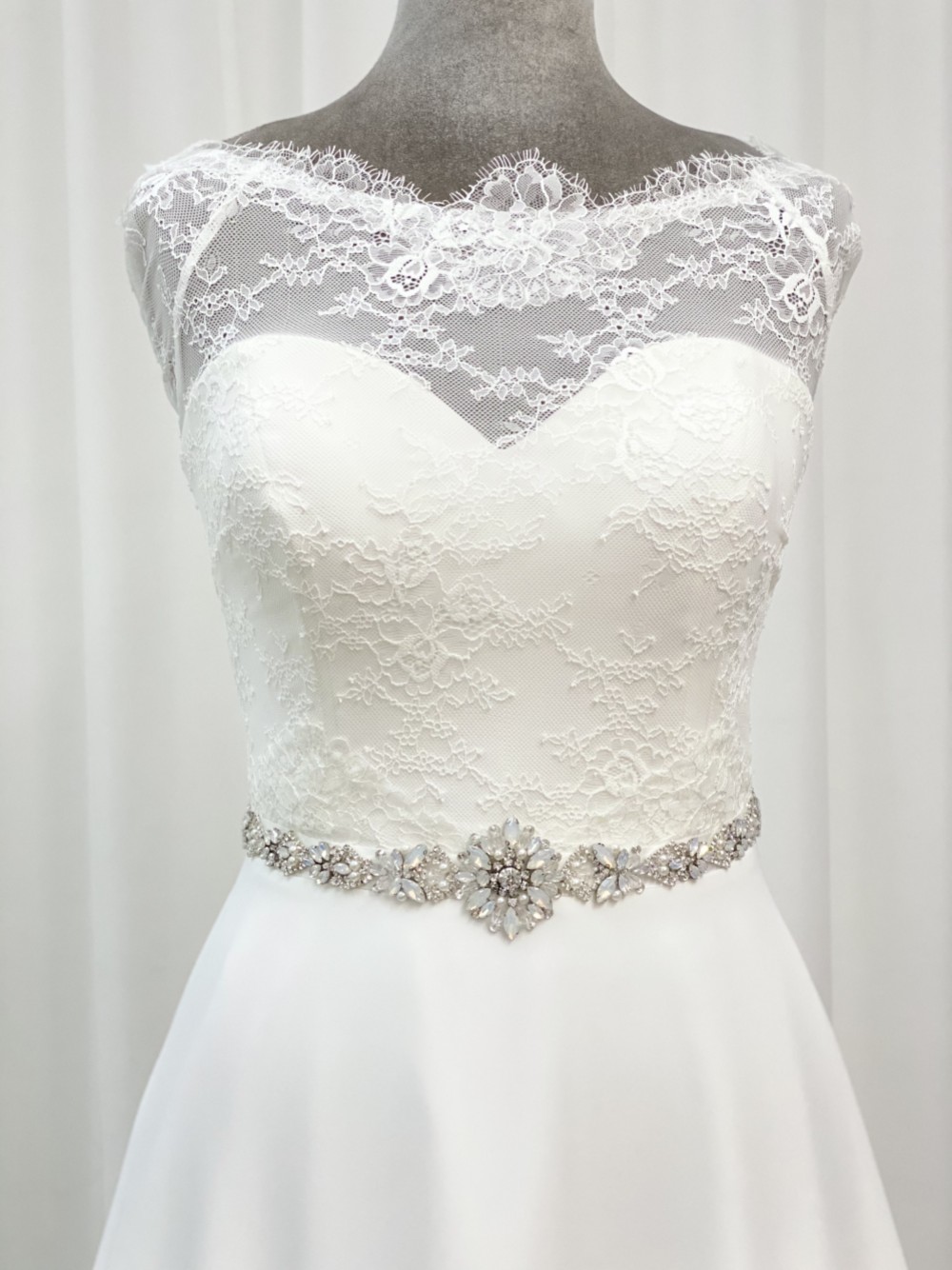 Photograph of Perfect Bridal Sadie Floral Opal Crystal Wedding Dress Belt