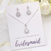 Photograph: 'Thank You For Being My Bridesmaid' Crystal Embellished Jewelry Set