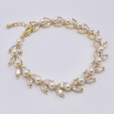 Photograph: Amalia Gold Cubic Zirconia and Pearl Wedding Bracelet