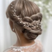 Fotograf: Aruba lange zarte Perle Hochzeit Haarsträhne (Silber)