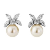 Photograph: Ava Crystal Leaves and Pearl Wedding Earrings