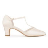 Photograph: Avalia Aura Ivory Satin Low Block Heel T-Bar Shoes