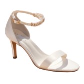 Photograph: Avalia Elva Ivory Satin Barely There Pearl Ankle Strap Sandals