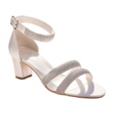 Photograph: Avalia Kaja Ivory Satin Strappy Diamante Low Block Heel Sandals