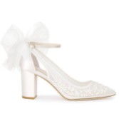 Photograph: Bella Belle Easton Ivory Floral Beaded Lace Block Heels with Tulle Bows