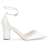 Photograph: Bella Belle Emery Ivory Silk Ankle Strap Pearl Block Heels