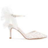 Photograph: Bella Belle Joselyn Ivory Floral Lace Ankle Strap Heels with Tulle Bows