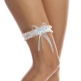 Photograph: Bianco Narrow Ivory Lace Garter with Oversized Bow