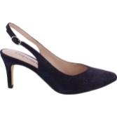 Photograph: Capollini Catherine Navy Nubuck Leather Mid Heel Slingbacks (escarpins à talon moyen en cuir nubuck)