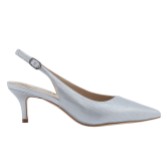 Fotograf: Capollini Clarice Pearlised Silver Leather Low Heel Slingbacks